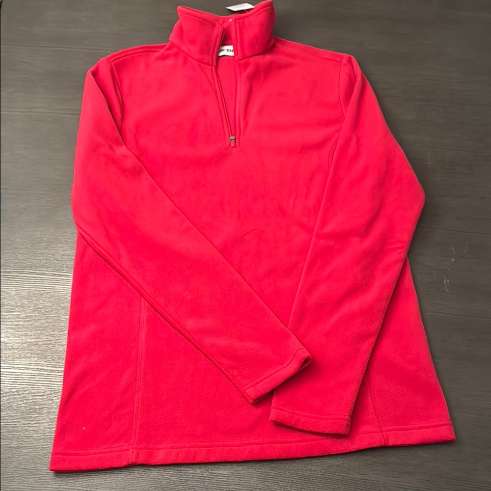 NWT Lands End Red Quarter-Zip Fleece Pullover